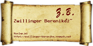 Zwillinger Bereniké névjegykártya